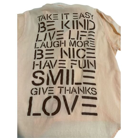 Sundry Women's Gauze Cotton Hi-low Oversized Button-up Graphic Shirt Peach Sz 1 - Picture 8 of 9